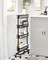 Slim Storage Cart, 4-Tier Metal Rolling Cart with Wheels, Flexible Baskets, Narrow Cart for Kitchen, Bathroom, Laundry Room, Simple Assembly, Black